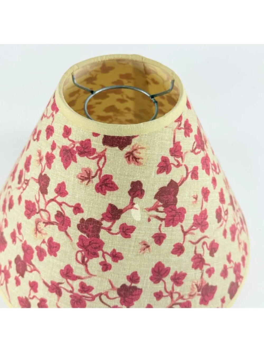 Vintage Floral Lamp Shade Beige & Red Fabric Bell Shape Stylish